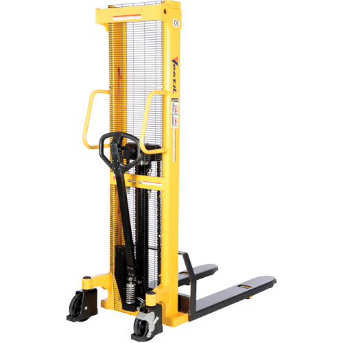 Manual Hydraulic Stacker, Hand Pump Operated, 2000 lbs. Capacity, 63" Max Lift Consource