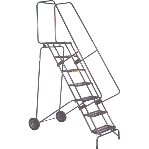 Fold-N-Store Rolling Ladders, 11 Steps, Perforated, 110" High Consource