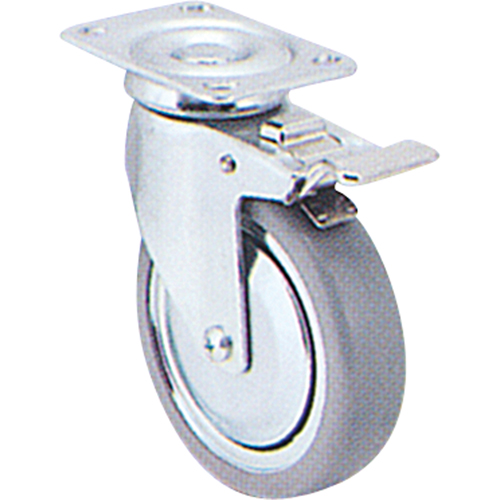 Roulette zingu&eacute;e, Pivotant avec frein, 3" (76 mm), Polyol&eacute;fine, 180 lb (82 kg) Consource