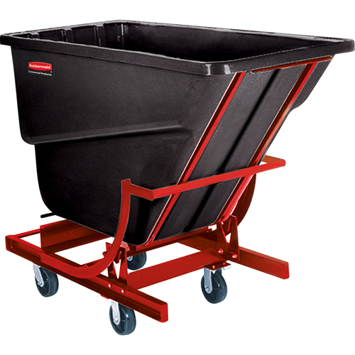 Self-Dumping Hopper, Plastic/Polyethylene, 1 cu.yd., Black Consource
