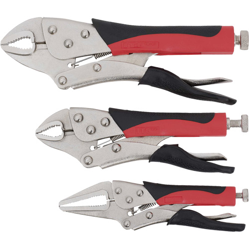 Jeu de pinces-&eacute;taux &agrave; manche rembourr&eacute;, Longueur 6"/10"/7", M&acirc;choire courb&eacute;e/Bec long Consource