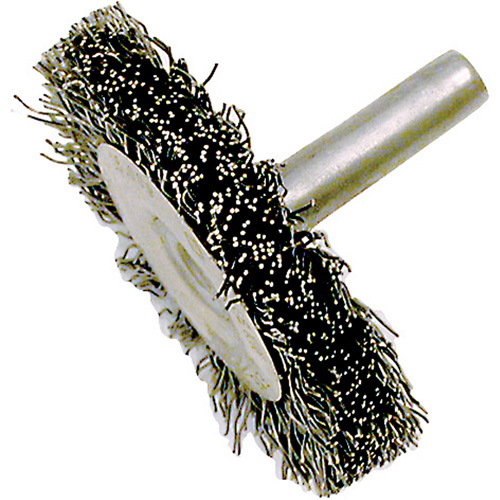 Brosse radiale &agrave; fils cr&ecirc;p&eacute;s mont&eacute; sur mandrin ER200-12, 2", Fils ,012" Consource