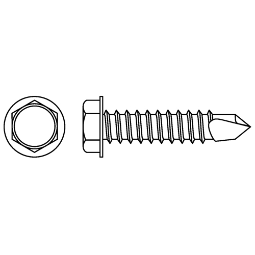 Self Drill Hex Washer, 1/4" x 3/4" L, Stainless Steel Consource