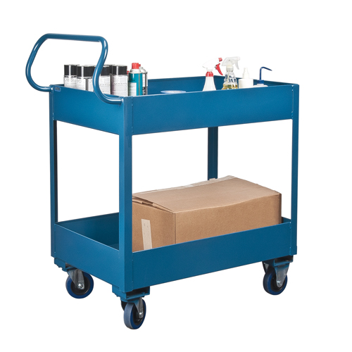 Deep Lipped Service Cart, 2 Tiers, 24" W x 47" H x 36" D, 1200 lbs. Capacity Consource