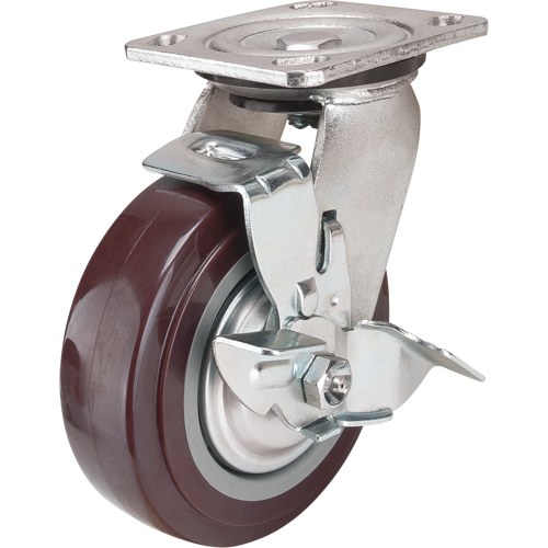Roulette, Pivotant avec frein, 6" (152,4 mm), Polyur&eacute;thane, 850 lb (385 kg) Consource