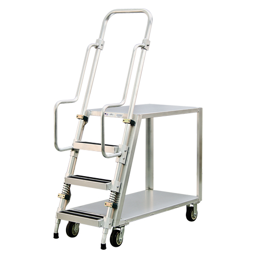 Aluminum Stock Picking Ladder Cart, Aluminum, 22" W x 51-1/2" D, 2 Shelves, 800 lbs. Capacity Consource