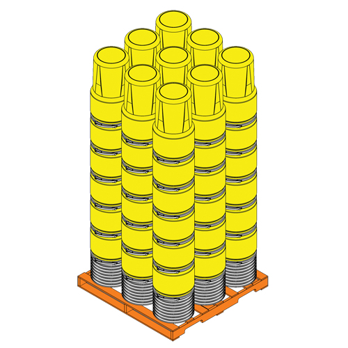 Baril emboîtable en poly&eacute;thyl&egrave;ne, 14 gal. US (11,7 gal. imp.), Dessus ouvert, Jaune Consource