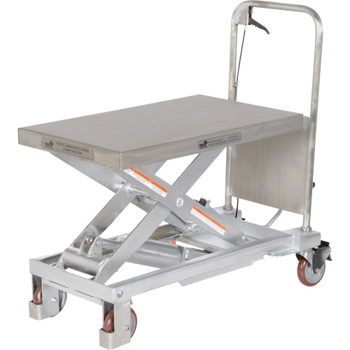 Manual Hydraulic Scissor Lift Table, 32-1/2" L x 19-1/2 W, Partial Stainless Steel, 1000 lbs. Capacity Consource