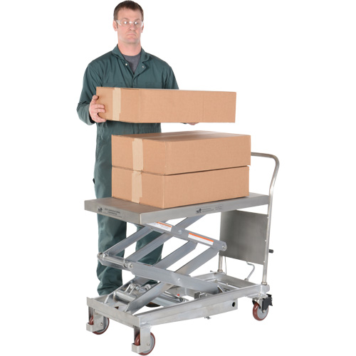 Manual Hydraulic Scissor Lift Table, 35-1/2" L x 20" W, Partial Stainless Steel, 800 lbs. Capacity Consource