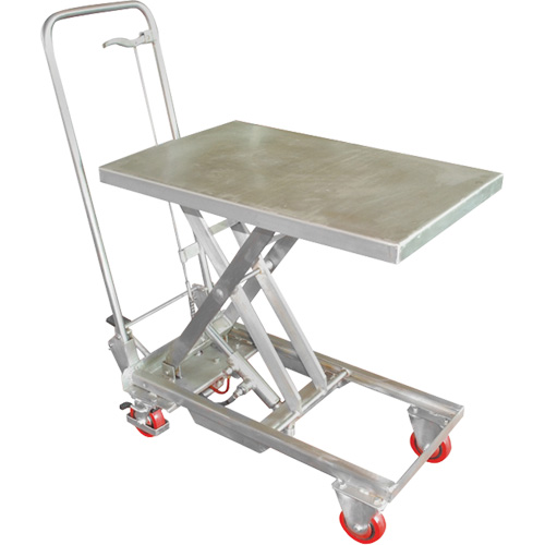 Table &eacute;l&eacute;vatrice hydraulique manuelle &agrave; ciseaux, 27-1/2" lo x 17-3/4" la, Acier inoxydable, Capacit&eacute; 200 lb Consource