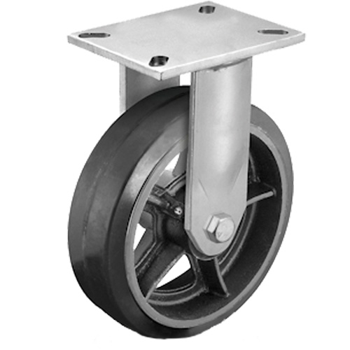 Roulette robuste avec plaque, Pivotant, 6" (152,4 mm), Caoutchouc, 450 lb (204 kg) Consource