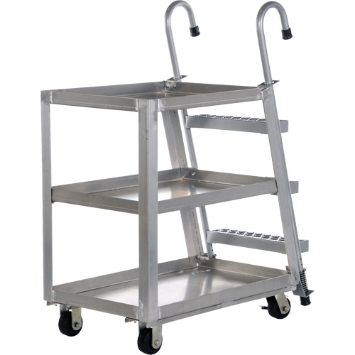 Stockpicker Truck, Aluminum, 21-7/8" W x 40" D, 3 Shelves, 660 lbs. Capacity Consource
