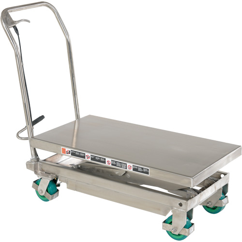 Table &eacute;l&eacute;vatrice hydraulique manuelle &agrave; ciseaux, 36-1/4" lo x 19-3/8" la, Acier inoxydable, Capacit&eacute; 600 lb Consource
