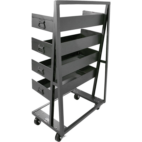 Chariot &agrave; cadre en A robuste &agrave; un c&ocirc;t&eacute; avec 4 grands plateaux &agrave; rebord, 38" x 25" x 63", Capacit&eacute; 2500 lb Consource
