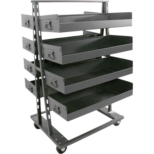Double-Sided Heavy Duty A-Frame Cart with 8 Large Lipped Trays, 38" x 30" x 63", 2500 lbs. Capacity Consource