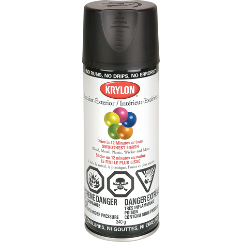 Laque industrielle Acryli-Quik, Noir, Semi-mat, 12 oz, Canette a&eacute;rosol Consource