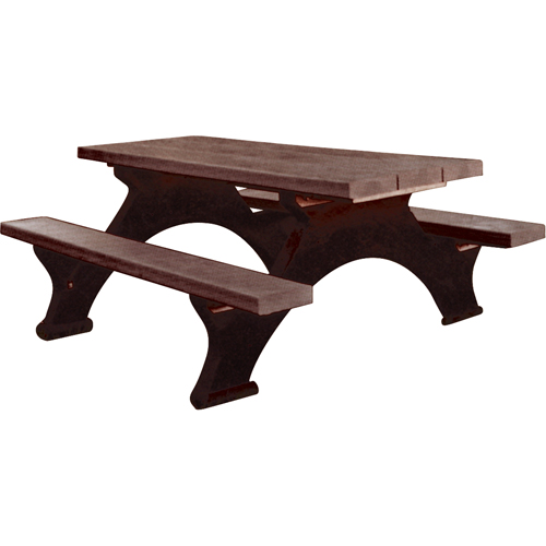 Tables de pique-nique en plastique recycl&eacute;, 8' lo x 61-1/2" la, Brun Consource