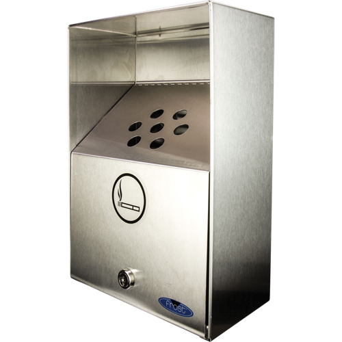 Smoking Receptacles, Wall-Mount, Stainless Steel, 3.3 Litres Capacity, 13-1/2" Height Consource