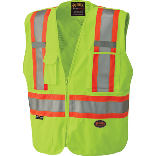 6936 5-Point Tear-Away Safety Vest, High Visibility Lime-Yellow, 2X-Large, Polyester Consource