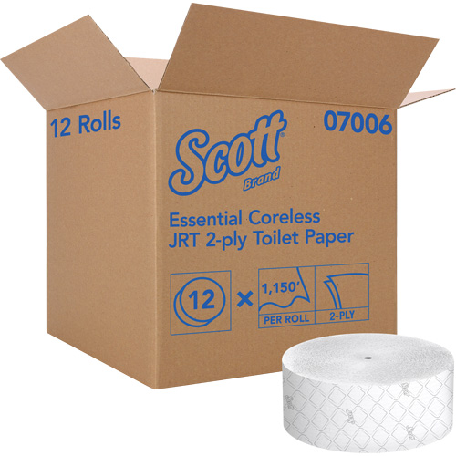 Scott&reg; Essential Toilet Paper, Jumbo/Coreless Roll, 2 Ply, 1150' Length, White Consource