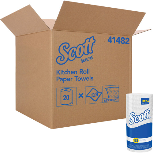 Rouleau de chiffons de cuisine Scott, 1 Pli, 128 Feuilles/rouleau, 11" la, 8,78" lo Consource