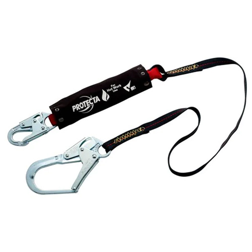 PRO Shock-Absorbing Lanyard, 4', Rebar Hook Center, Snap Hook Leg Ends, Kevlar&reg; Consource