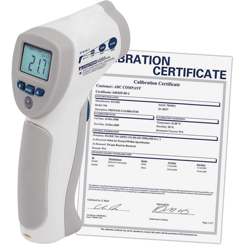 Food Service Infrared Thermometer with Calibration Certificate, -4°- 392° F ( -20° - 200° C )/-58°- 4° F ( -50° - -20° C ), 8:1, Fixed Emmissivity Consource