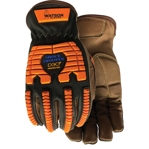 Gants antichocs Drill Sergeant, Grand, Paume en Cuir fleur, Poignet &agrave; enfiler Consource