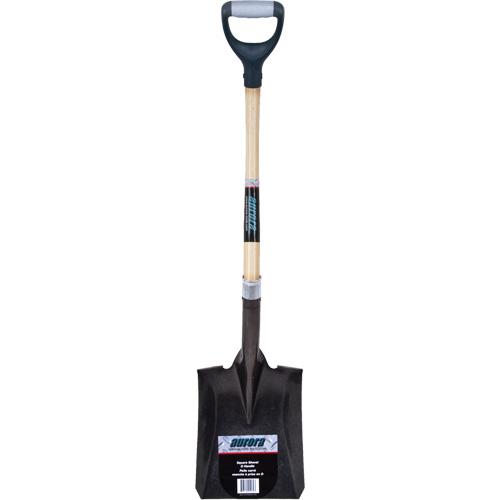 Heavy-Duty Square Shovel, Hardwood, Carbon Steel Blade, D-Grip Handle, 30" Long Consource