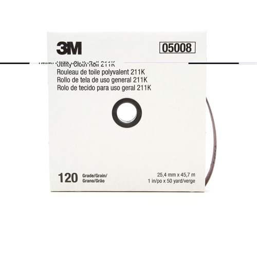 Rouleau de toile abrasive utilitaire 211K, Oxyde d'aluminium, 1" la x 150' lo, Grain 120 Consource