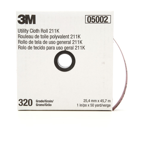 Rouleau de toile abrasive polyvalente 211K, Oxyde d'aluminium, 1" la x 150' lo, Grain 320 Consource