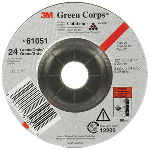 Meule flexible Green Corps, 5" x 1/4", Arbre 7/8", C&eacute;ramique, Type 1 Consource