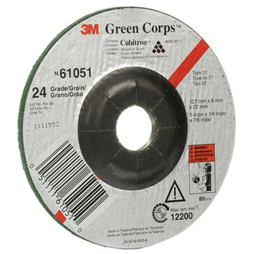 Meule flexible Green Corps, 5" x 1/4", Arbre 7/8", C&eacute;ramique, Type 1 Consource