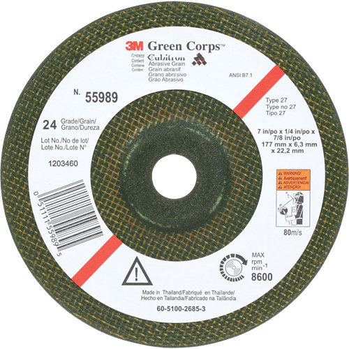 Meule flexible Green Corps, 7" x 1/4", Arbre 7/8", C&eacute;ramique, Type 1 Consource