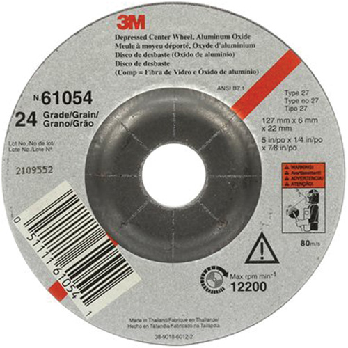 Depressed Centre Grinding Wheel, 5" x 27, Aluminum Oxide Consource