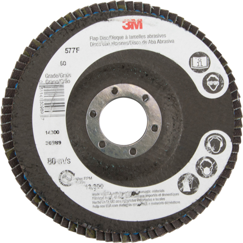 Flap Wheels - 577F Flap Discs, 4-1/2" x 7/8", Type 29, 60 Grit, Zirconium Consource