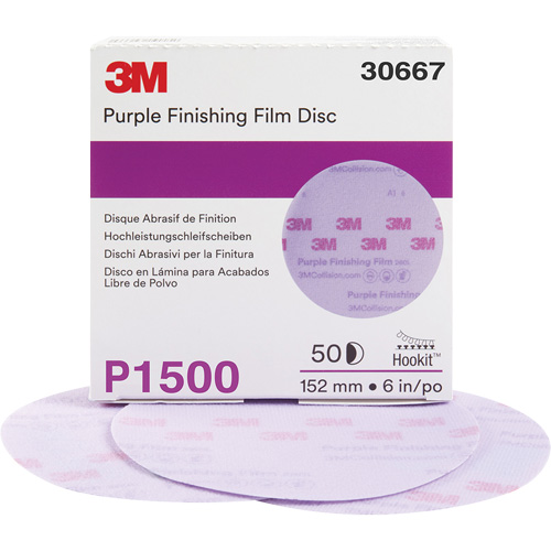 Hookit Purple Finishing Film Abrasive Disc, 6" Dia., P1500 Grit, Aluminum Oxide Consource
