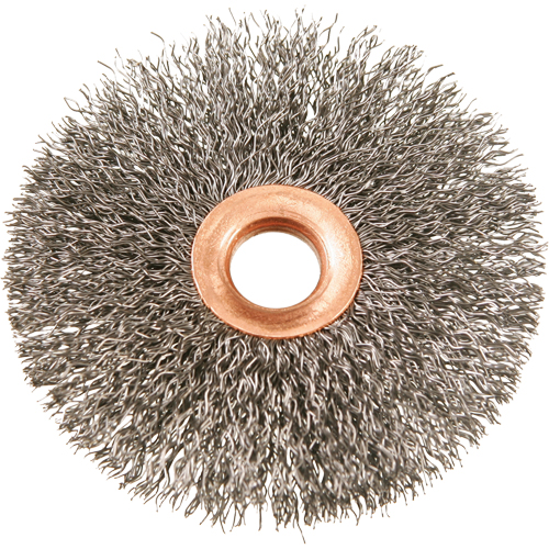 Brosses rotatives &agrave; fils cr&ecirc;p&eacute;s avec moyeu en cuivre 3", 3" dia., Fils 0,012", Arbre 1/2" Consource