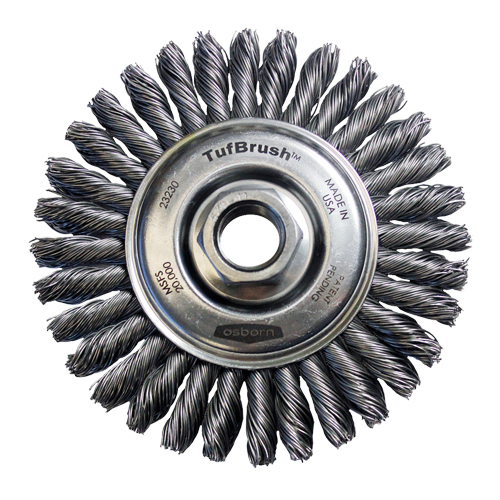 TufBrush Knot Wire Wheel Brush, 4" Dia., 0.02" Fill, 5/8"-11 Arbor, Steel Consource