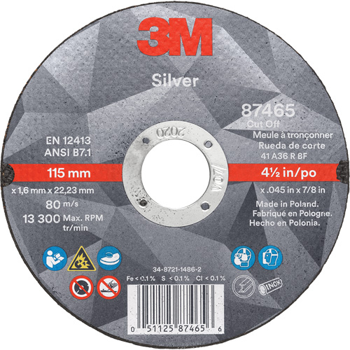Silver Cut-Off Wheel, 4" x 0.035", 1/4" Arbor, Type 1, Ceramic, 19100 RPM Consource