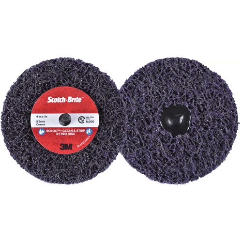 Scotch-Brite Roloc+ Clean & Strip XT Pro Disc, 4" Dia., Extra Coarse Grit, Silicon Carbide Consource
