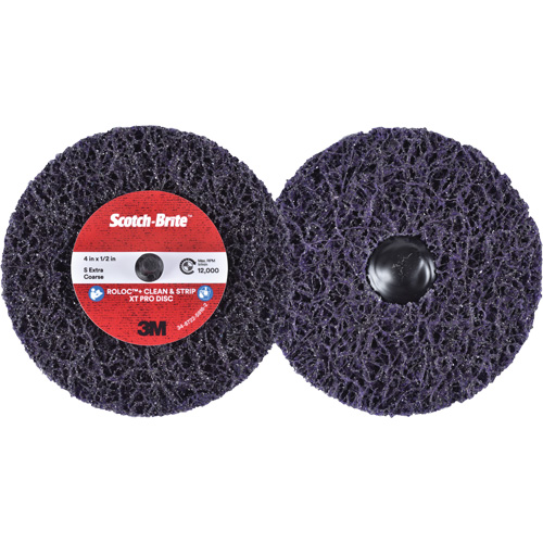 Scotch-Brite Roloc+ Clean & Strip XT Pro Disc, 4" Dia., Extra Coarse Grit, Silicon Carbide Consource