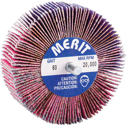 Threaded Mini Flap Wheel, Ceramic Alumina, 80 Grit, 3" x 1" x 1/4"-20 Consource