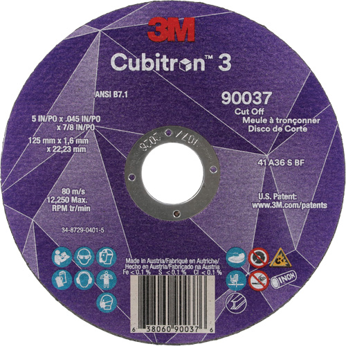 Meule &agrave; tronçonner Cubitron 3, 5" x 0,045", Arbre de 7/8", Type 1, C&eacute;ramique, 12250 Tr/min Consource