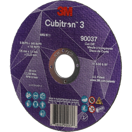 Meule &agrave; tronçonner Cubitron 3, 5" x 0,045", Arbre de 7/8", Type 1, C&eacute;ramique, 12250 Tr/min Consource