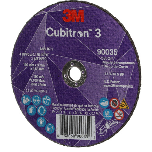 Meule &agrave; tronçonner Cubitron 3, 4" x 1/8", Arbre de 3/8", Type T1, C&eacute;ramique, 21000 Tr/min Consource