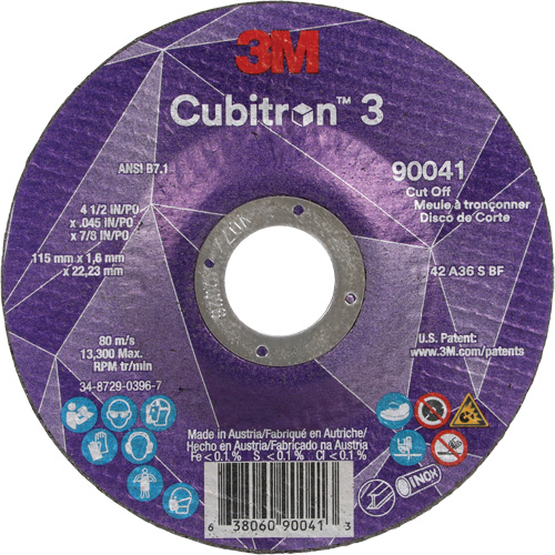 Meule &agrave; tronçonner Cubitron 3, 4-1/2" x 0,045", Arbre de 7/8", Type T27, C&eacute;ramique, 13 300 Tr/min Consource