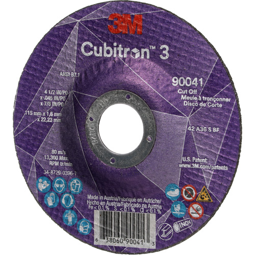Meule &agrave; tronçonner Cubitron 3, 4-1/2" x 0,045", Arbre de 7/8", Type T27, C&eacute;ramique, 13 300 Tr/min Consource