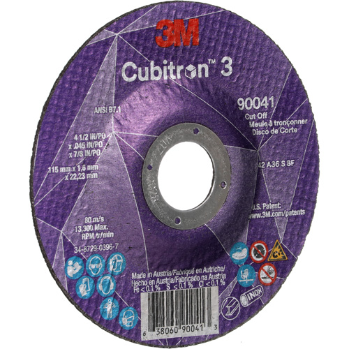 Meule &agrave; tronçonner Cubitron 3, 4-1/2" x 0,045", Arbre de 7/8", Type T27, C&eacute;ramique, 13 300 Tr/min Consource