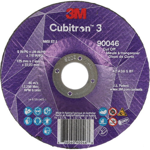 Meule &agrave; tronçonner Cubitron 3, 5" x 0,09", Arbre de 7/8", Type T27, C&eacute;ramique, 12250 Tr/min Consource